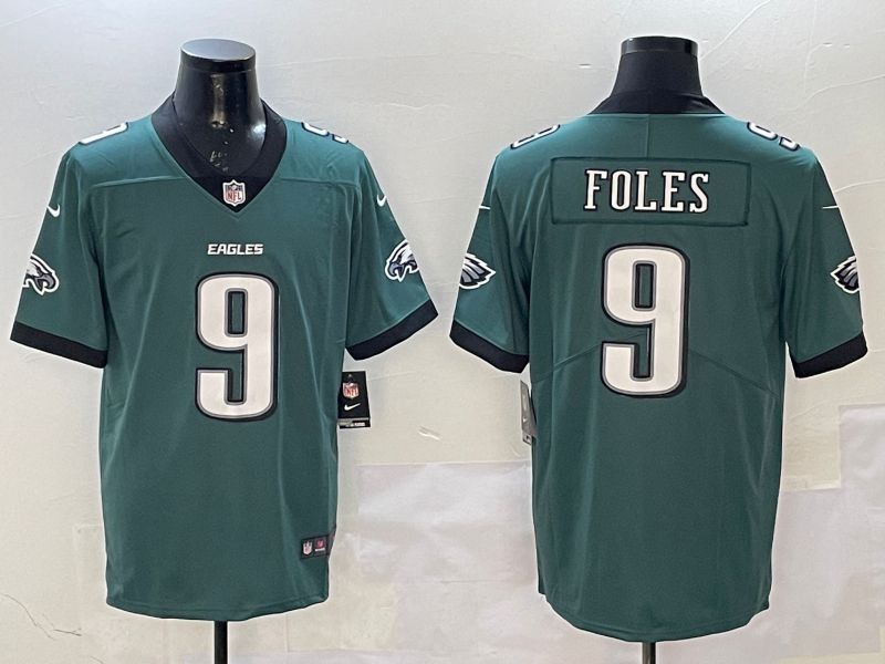 Men Philadelphia Eagles 9 Foles Green Second generation 2025 Nike Limited NFL Jersey style 1